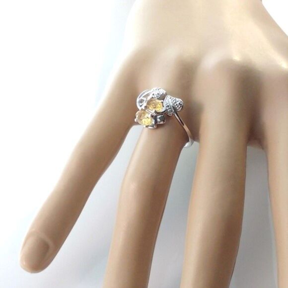 Citrine Bypass Ring Sterling Silver Size 7 - Picture 2 of 8
